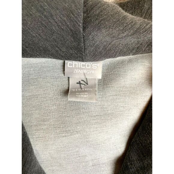Zenergy by‎ Chicos Sweater Womens 2 Gray Toggle Cardigan Spandex Asymmetric - Picture 3 of 7